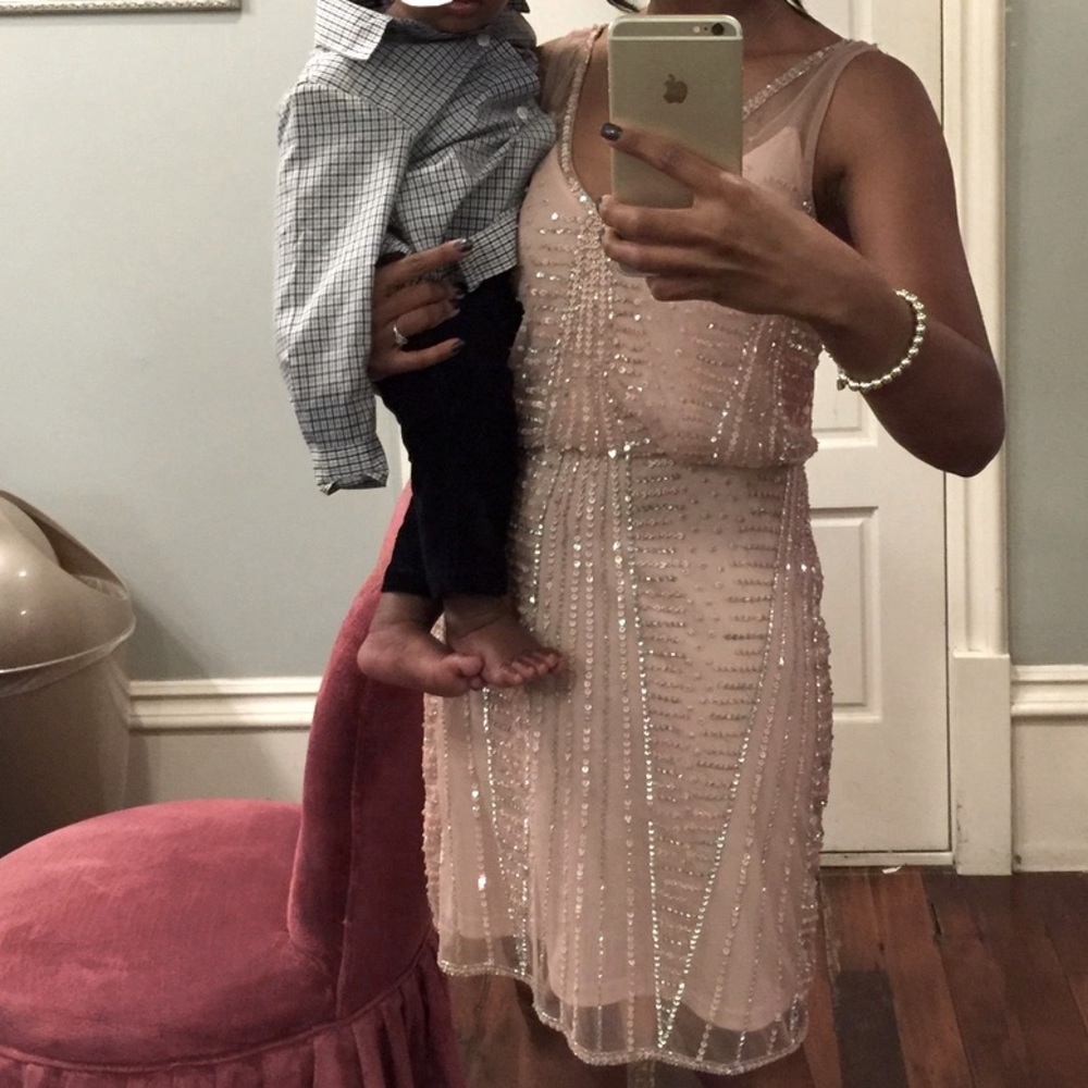 Adrianna Pappel blush beaded dress Size 4